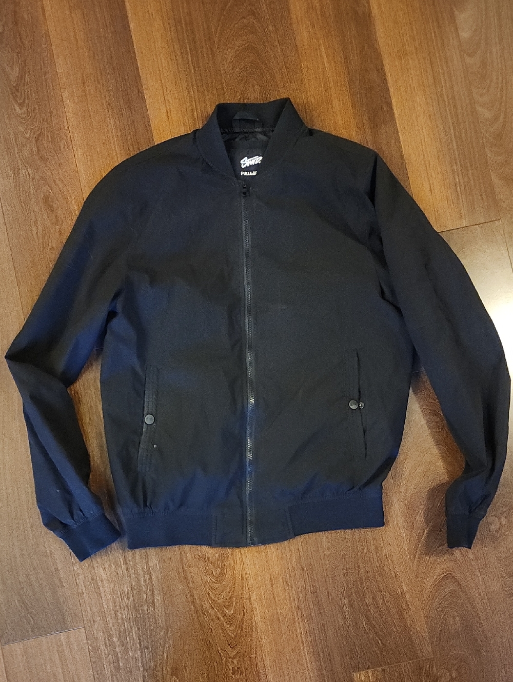 Pull&Bear Black Men's Bomber Jacket With Zipper